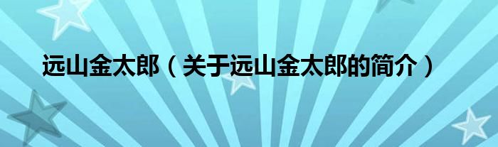 遠山金太郎（關(guān)于遠山金太郎的簡介）