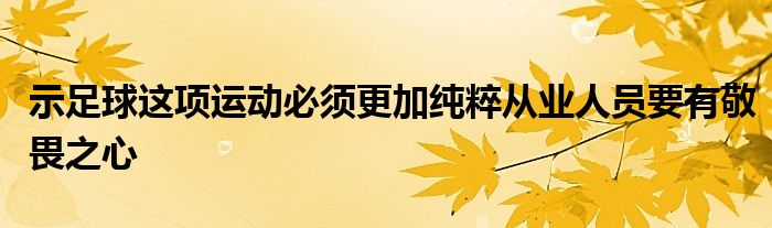 示足球這項運動必須更加純粹從業(yè)人員要有敬畏之心