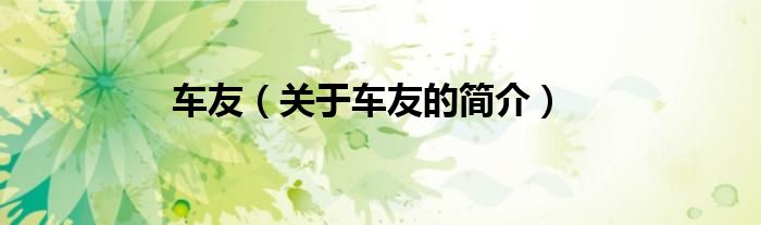 車(chē)友（關(guān)于車(chē)友的簡(jiǎn)介）