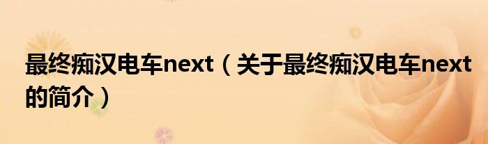 最終癡漢電車next（關(guān)于最終癡漢電車next的簡介）