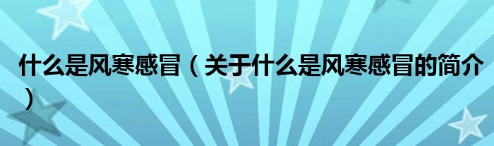 什么是風寒感冒（關(guān)于什么是風寒感冒的簡介）