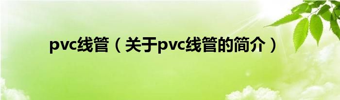 pvc線管（關(guān)于pvc線管的簡(jiǎn)介）