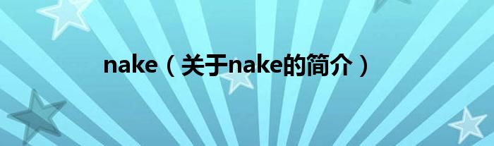 nake（關于nake的簡介）