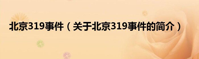 北京319事件（關(guān)于北京319事件的簡介）