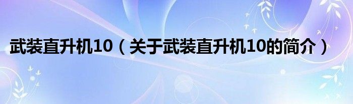 武裝直升機(jī)10（關(guān)于武裝直升機(jī)10的簡介）