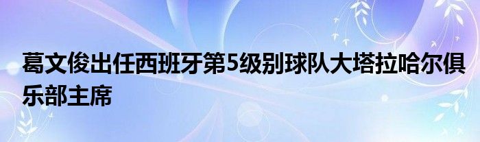 葛文俊出任西班牙第5級(jí)別球隊(duì)大塔拉哈爾俱樂(lè)部主席