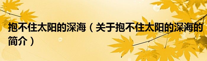 抱不住太陽的深海（關(guān)于抱不住太陽的深海的簡介）