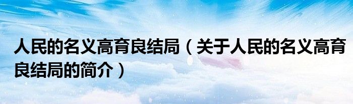 人民的名義高育良結(jié)局（關于人民的名義高育良結(jié)局的簡介）