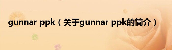 gunnar ppk（關(guān)于gunnar ppk的簡介）