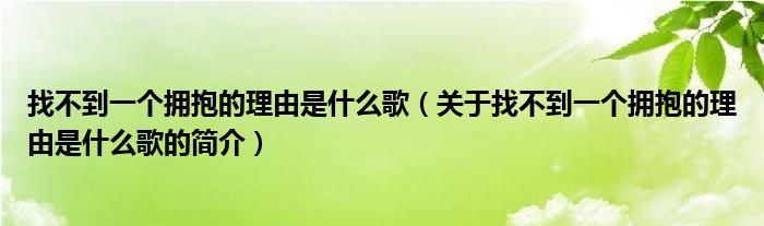 找不到一個(gè)擁抱的理由是什么歌（關(guān)于找不到一個(gè)擁抱的理由是什么歌的簡(jiǎn)介）