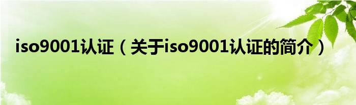 iso9001認證（關于iso9001認證的簡介）