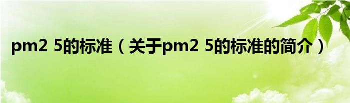 pm2 5的標(biāo)準(zhǔn)（關(guān)于pm2 5的標(biāo)準(zhǔn)的簡(jiǎn)介）