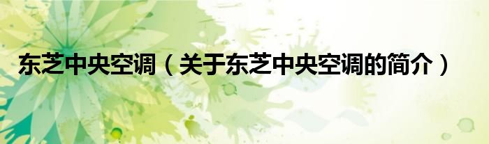 東芝中央空調(diào)（關(guān)于東芝中央空調(diào)的簡(jiǎn)介）