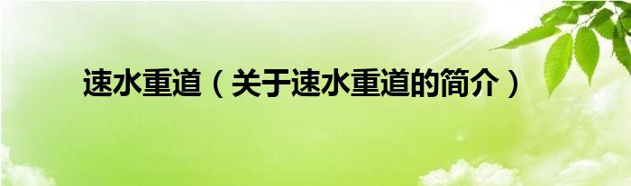 速水重道（關(guān)于速水重道的簡(jiǎn)介）