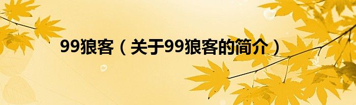 99狼客（關(guān)于99狼客的簡(jiǎn)介）