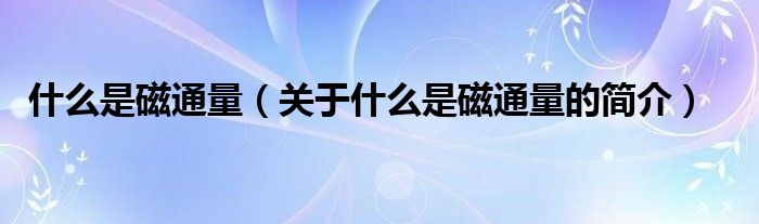 什么是磁通量（關(guān)于什么是磁通量的簡介）