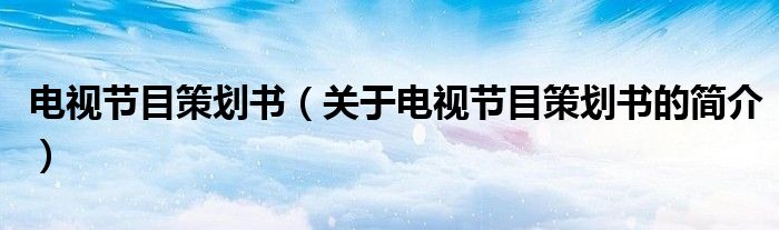 電視節(jié)目策劃書（關于電視節(jié)目策劃書的簡介）