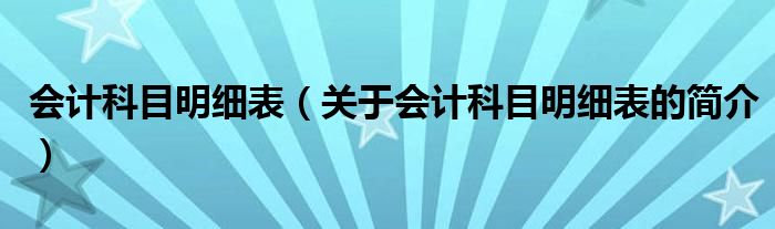 會計科目明細表（關(guān)于會計科目明細表的簡介）