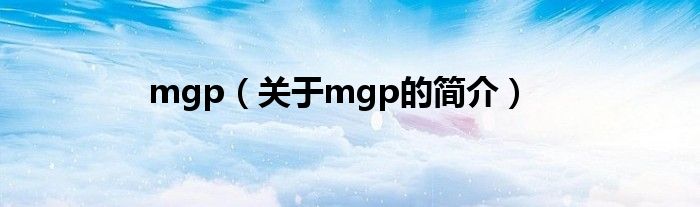 mgp（關(guān)于mgp的簡(jiǎn)介）