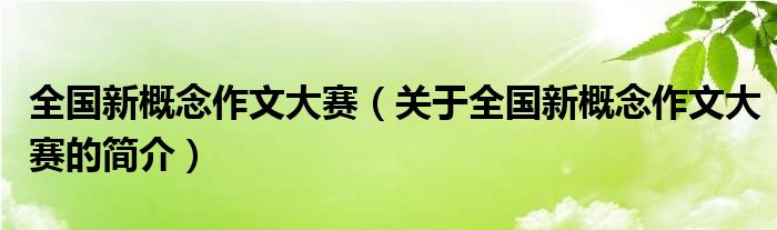 全國新概念作文大賽（關(guān)于全國新概念作文大賽的簡介）