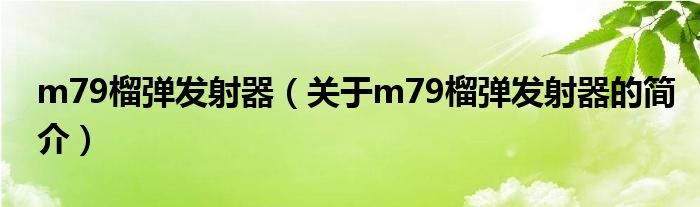 m79榴彈發(fā)射器（關(guān)于m79榴彈發(fā)射器的簡介）