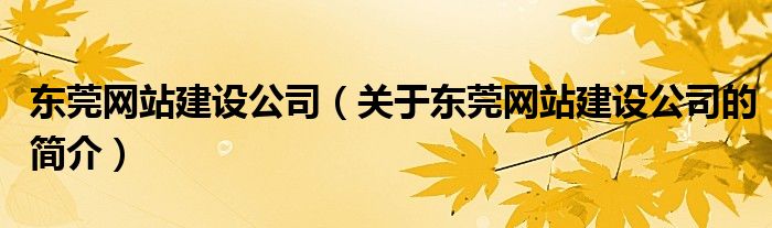 東莞網(wǎng)站建設(shè)公司（關(guān)于東莞網(wǎng)站建設(shè)公司的簡介）