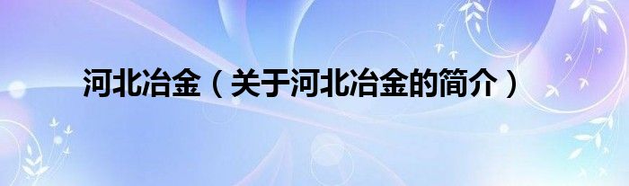 河北冶金（關(guān)于河北冶金的簡介）