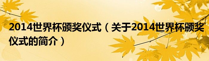 2014世界杯頒獎儀式（關于2014世界杯頒獎儀式的簡介）