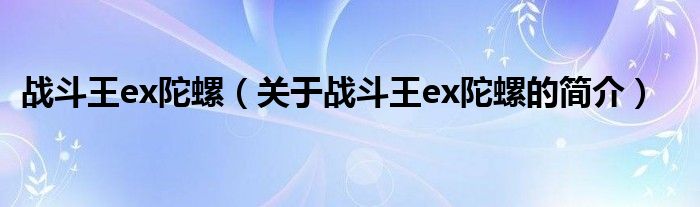 戰(zhàn)斗王ex陀螺（關(guān)于戰(zhàn)斗王ex陀螺的簡介）