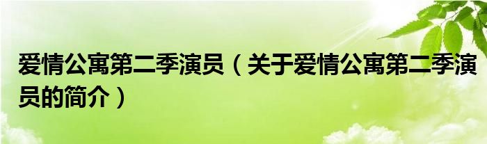 愛情公寓第二季演員（關(guān)于愛情公寓第二季演員的簡介）