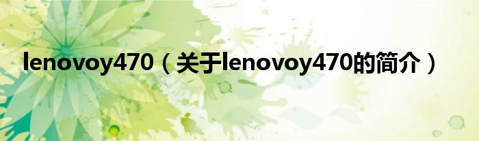 lenovoy470（關(guān)于lenovoy470的簡(jiǎn)介）