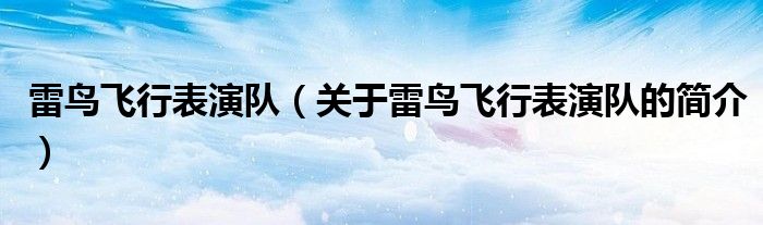 雷鳥飛行表演隊（關(guān)于雷鳥飛行表演隊的簡介）