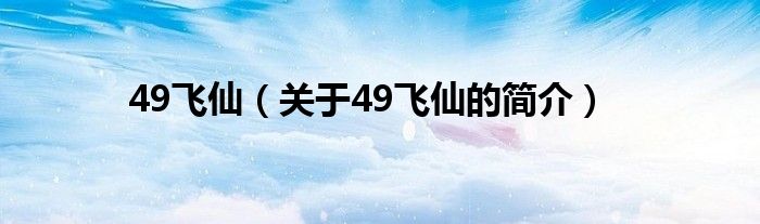 49飛仙（關(guān)于49飛仙的簡(jiǎn)介）