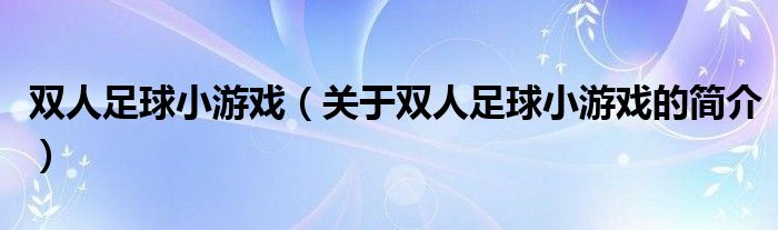 雙人足球小游戲（關(guān)于雙人足球小游戲的簡介）