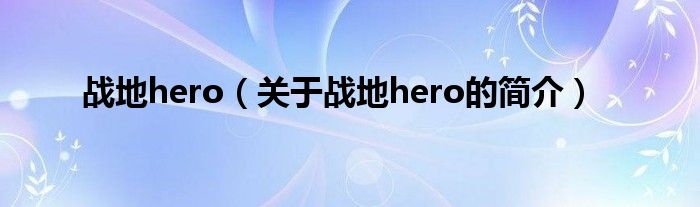 戰(zhàn)地hero（關(guān)于戰(zhàn)地hero的簡(jiǎn)介）