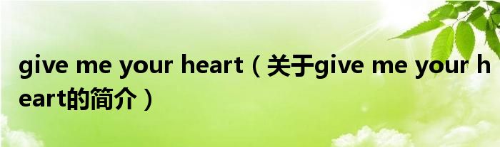 give me your heart（關(guān)于give me your heart的簡(jiǎn)介）