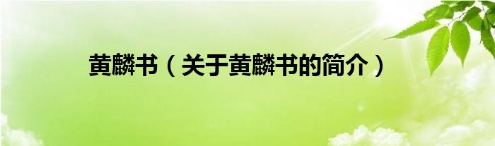 黃麟書（關(guān)于黃麟書的簡介）