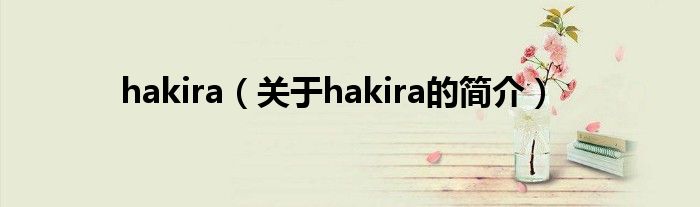 hakira（關(guān)于hakira的簡(jiǎn)介）