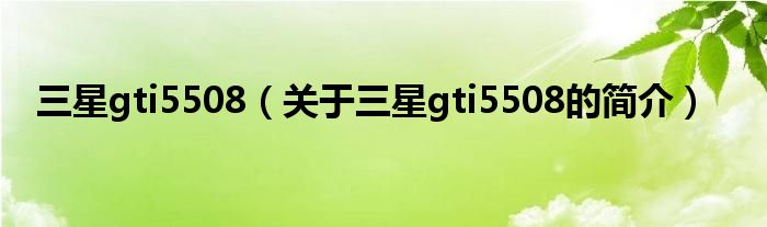 三星gti5508（關(guān)于三星gti5508的簡(jiǎn)介）