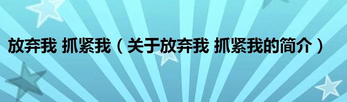 放棄我 抓緊我（關(guān)于放棄我 抓緊我的簡介）