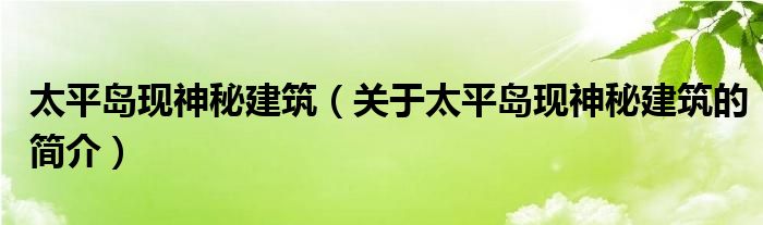 太平島現(xiàn)神秘建筑（關于太平島現(xiàn)神秘建筑的簡介）