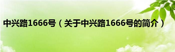 中興路1666號（關(guān)于中興路1666號的簡介）