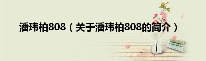 潘瑋柏808（關(guān)于潘瑋柏808的簡介）