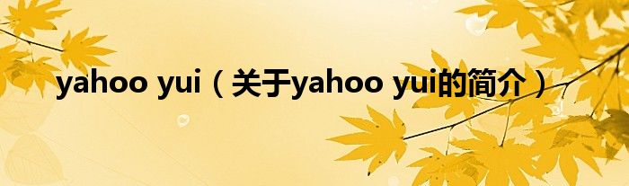 yahoo yui（關(guān)于yahoo yui的簡介）