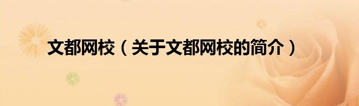 文都網(wǎng)校（關于文都網(wǎng)校的簡介）