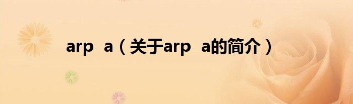 arp  a（關(guān)于arp  a的簡介）