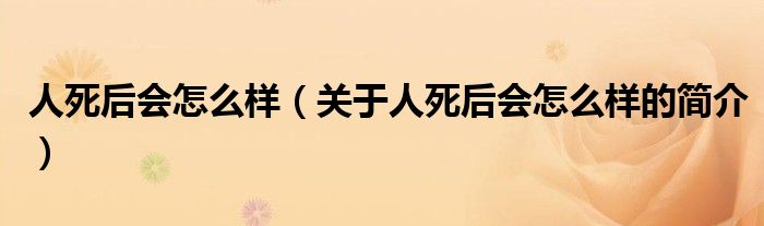 人死后會怎么樣（關(guān)于人死后會怎么樣的簡介）