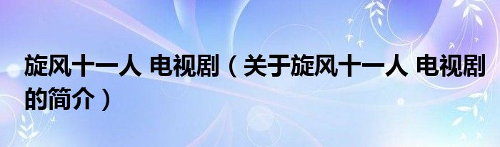 旋風(fēng)十一人 電視?。P(guān)于旋風(fēng)十一人 電視劇的簡(jiǎn)介）