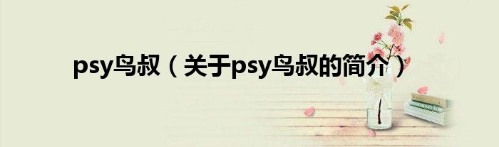 psy鳥(niǎo)叔（關(guān)于psy鳥(niǎo)叔的簡(jiǎn)介）