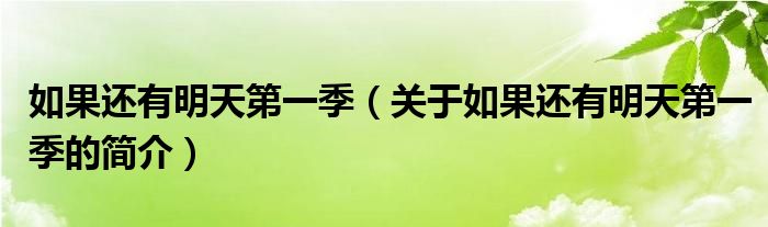 如果還有明天第一季（關于如果還有明天第一季的簡介）